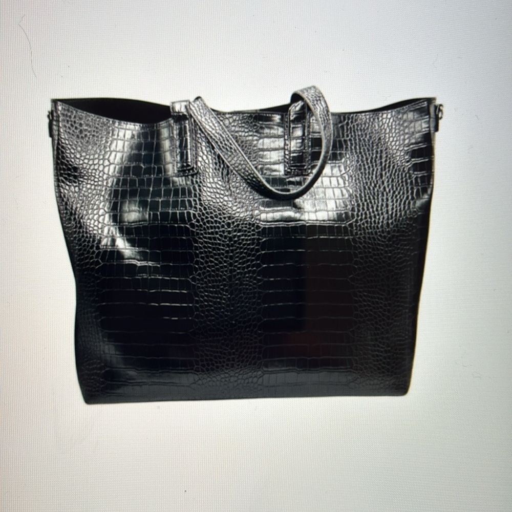 HUGE CROCODILE VEGAN LEATHER BLACK VALENTINO ORALANI (1989) - Picture 2 of 3